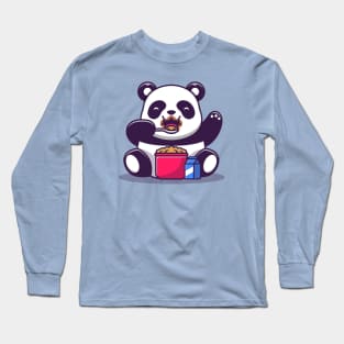 Cute Panda Eating Cereal And Milk Breakfast Long Sleeve T-Shirt
